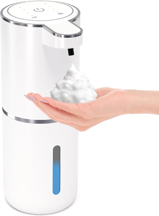 Automatic Foaming Soap Dispenser,Touchless Foam Soap Dispenser,12.8oz Rechargeable Wall Mounted Smart for Bathroom and Kitchen Dish Soap,Easy for Toddlers(White)